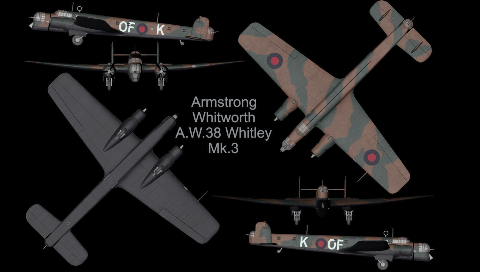 Armstrong Whitworth Whitley Mk-3 3D model_11