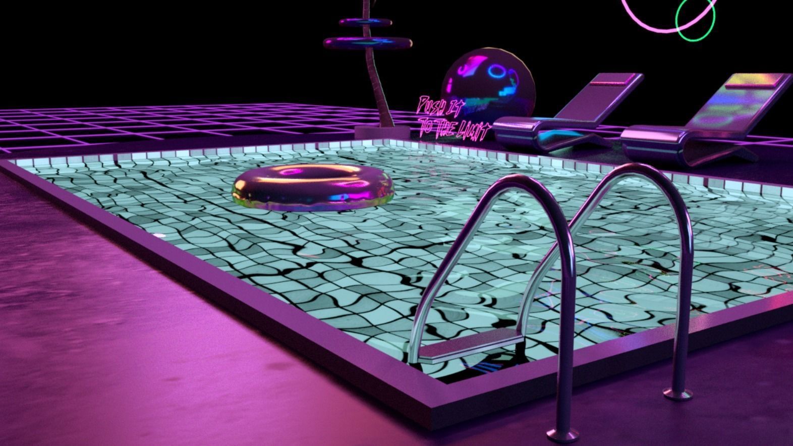 Retro Wave Scene - Vaporwave Low-poly 3D model_7
