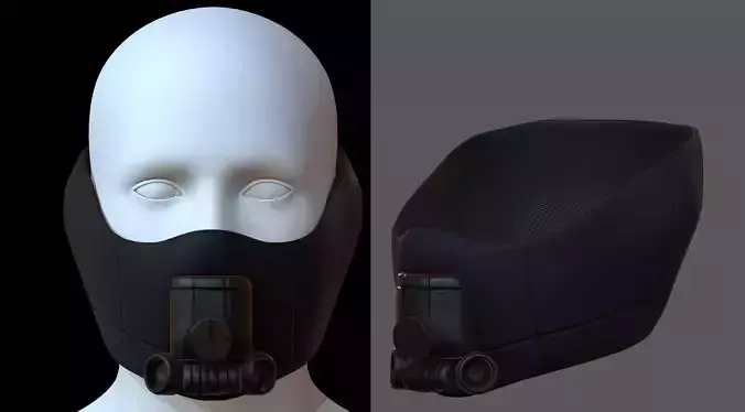 Gas mask helmet 3d model scifi Low-poly 