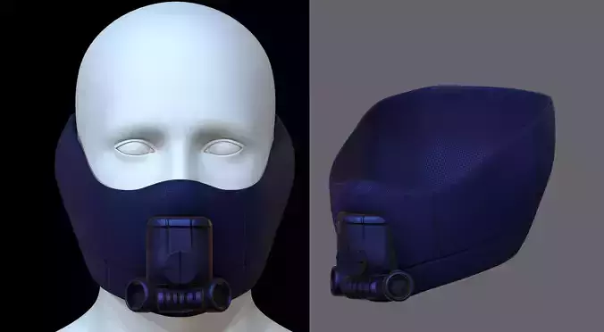 Gas mask helmet 3d model scifi Low-poly 