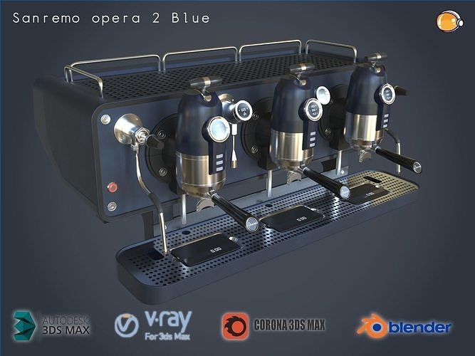 COFFEE MACHINE SANREMO OPERA  BLUE PBR ESPRESSO 3D model