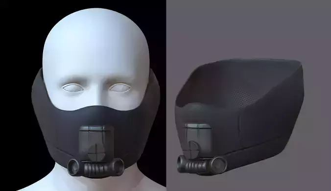 Gas mask helmet 3d model scifi Low-poly 
