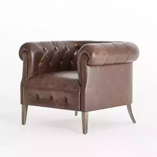 1930S ENGLISH TUFTED LEATHER TUB CHAIR