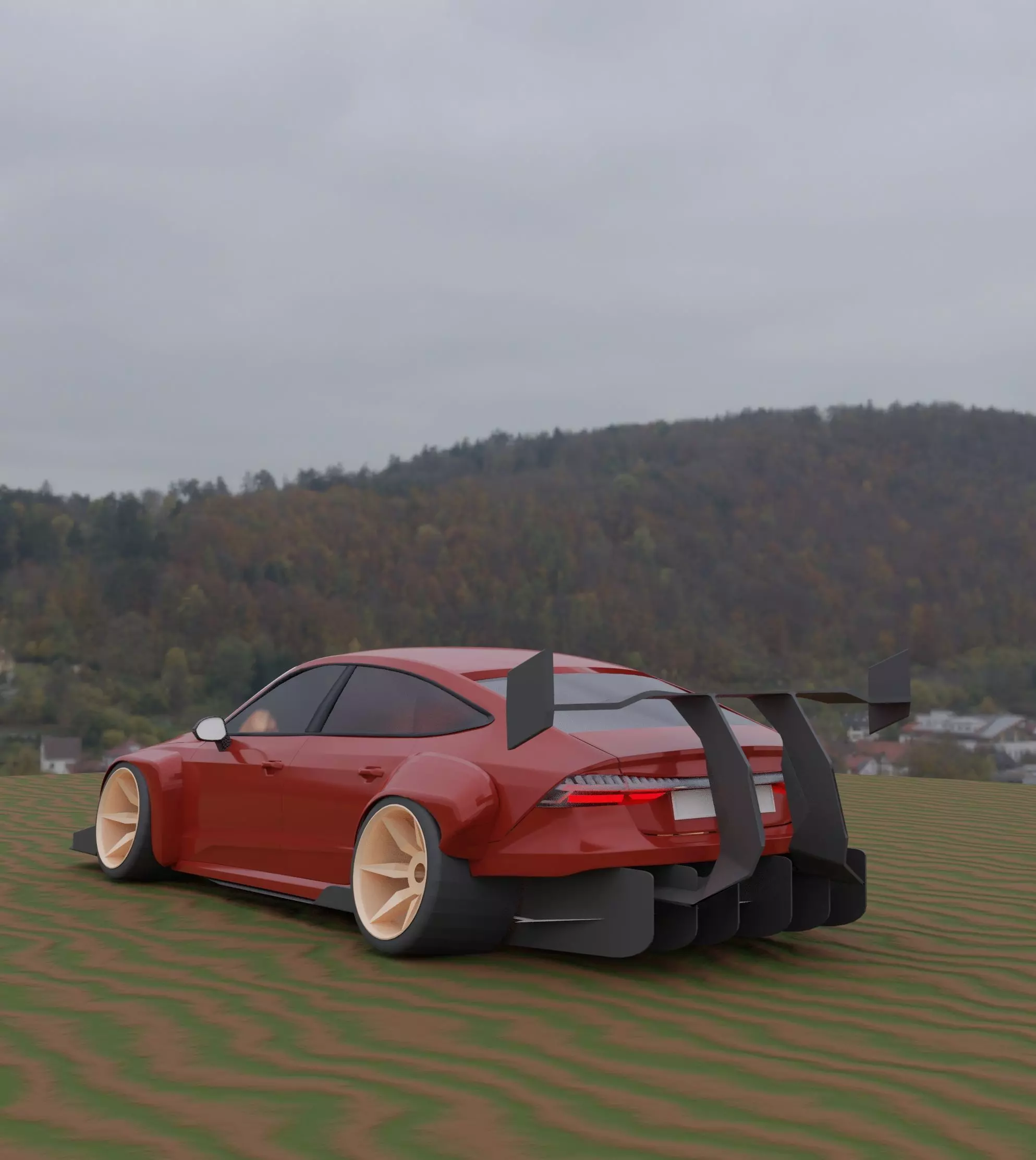 Spoiler Splitter Sideskirt Car not Included Low-poly 3D model