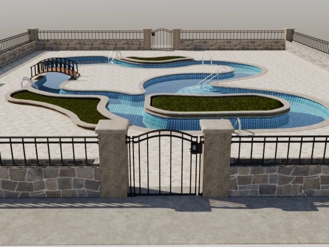 Lazy River Public Pool 3D model_2
