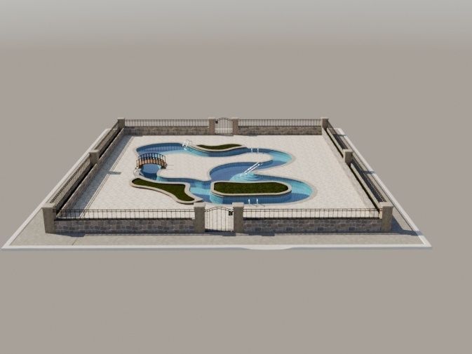 Lazy River Public Pool 3D model_1