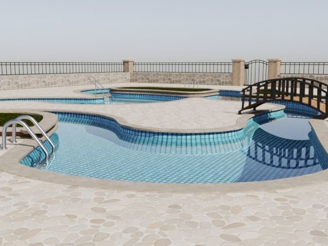 Lazy River Public Pool 3D model_3