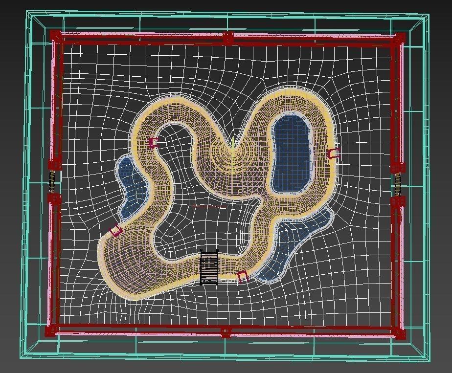 Lazy River Public Pool 3D model_5