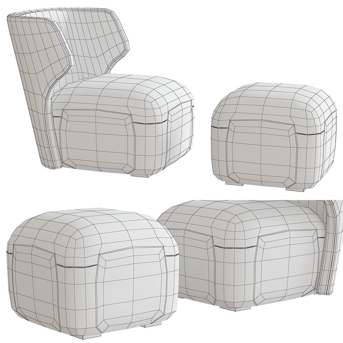 MP Armchair DC 80 cecotti 3d model Low-poly 3D model_1