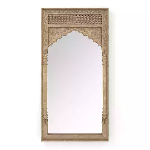 RH HAND-CARVED INDIAN LOTUS MIRROR