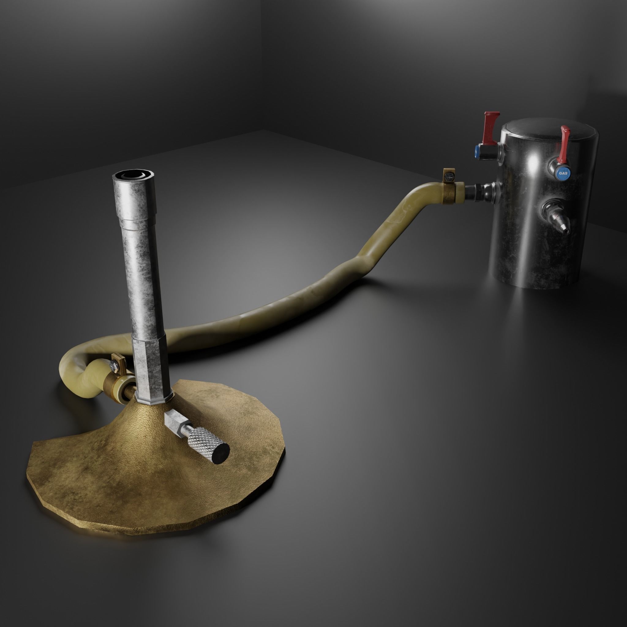 Bunsen Burner and Gas Nozzle Low-poly 3D model_9