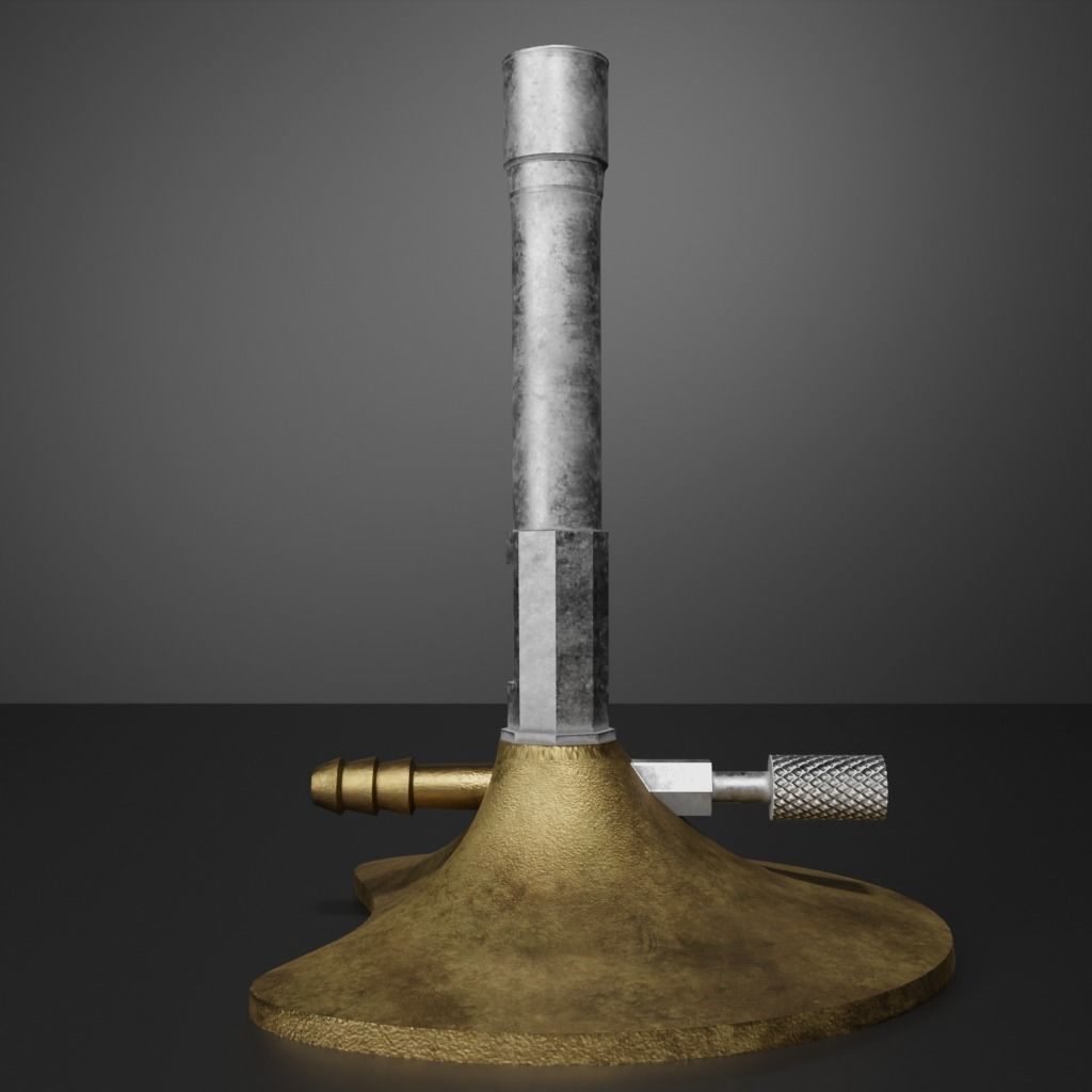 Bunsen Burner and Gas Nozzle Low-poly 3D model_21