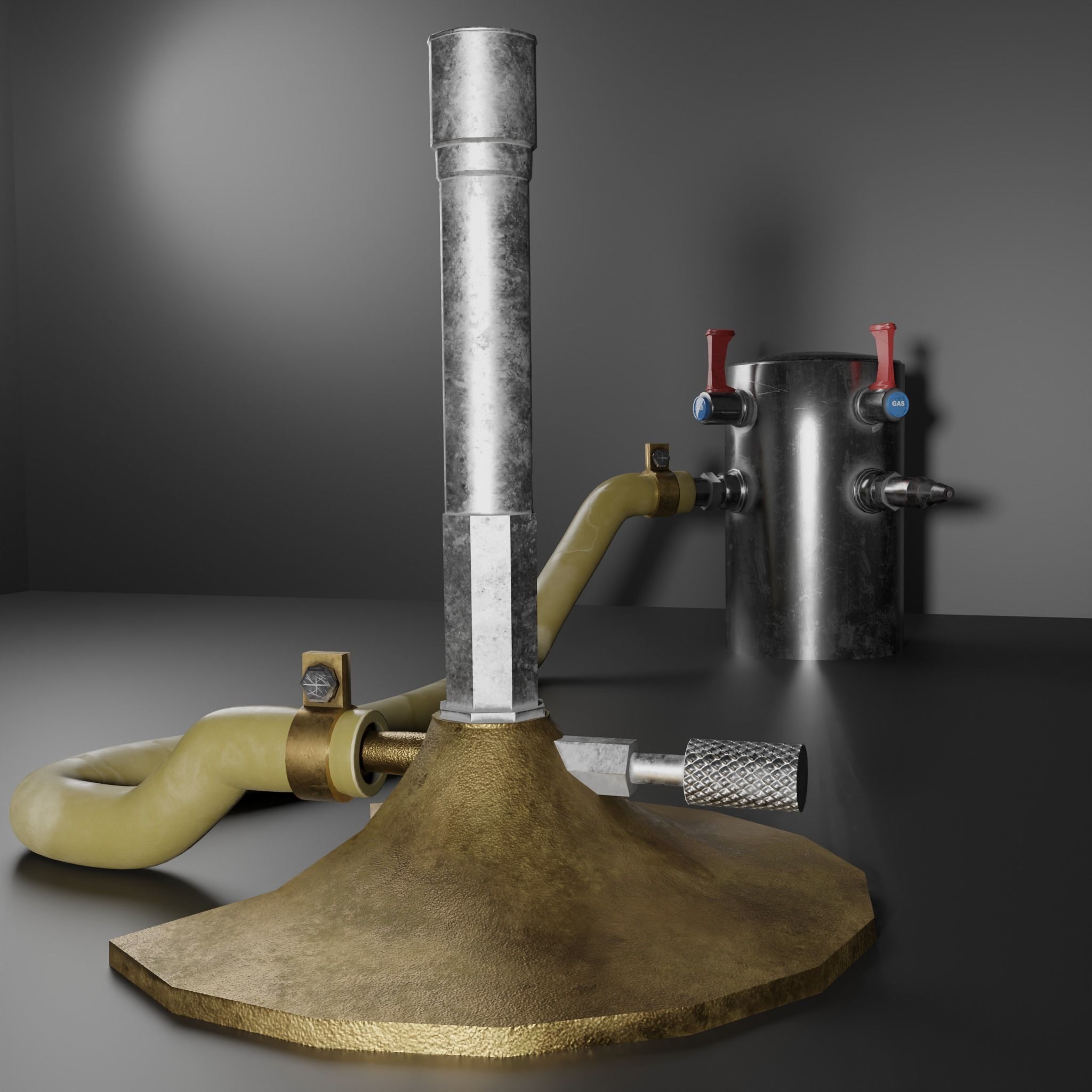 Bunsen Burner and Gas Nozzle Low-poly 3D model_11