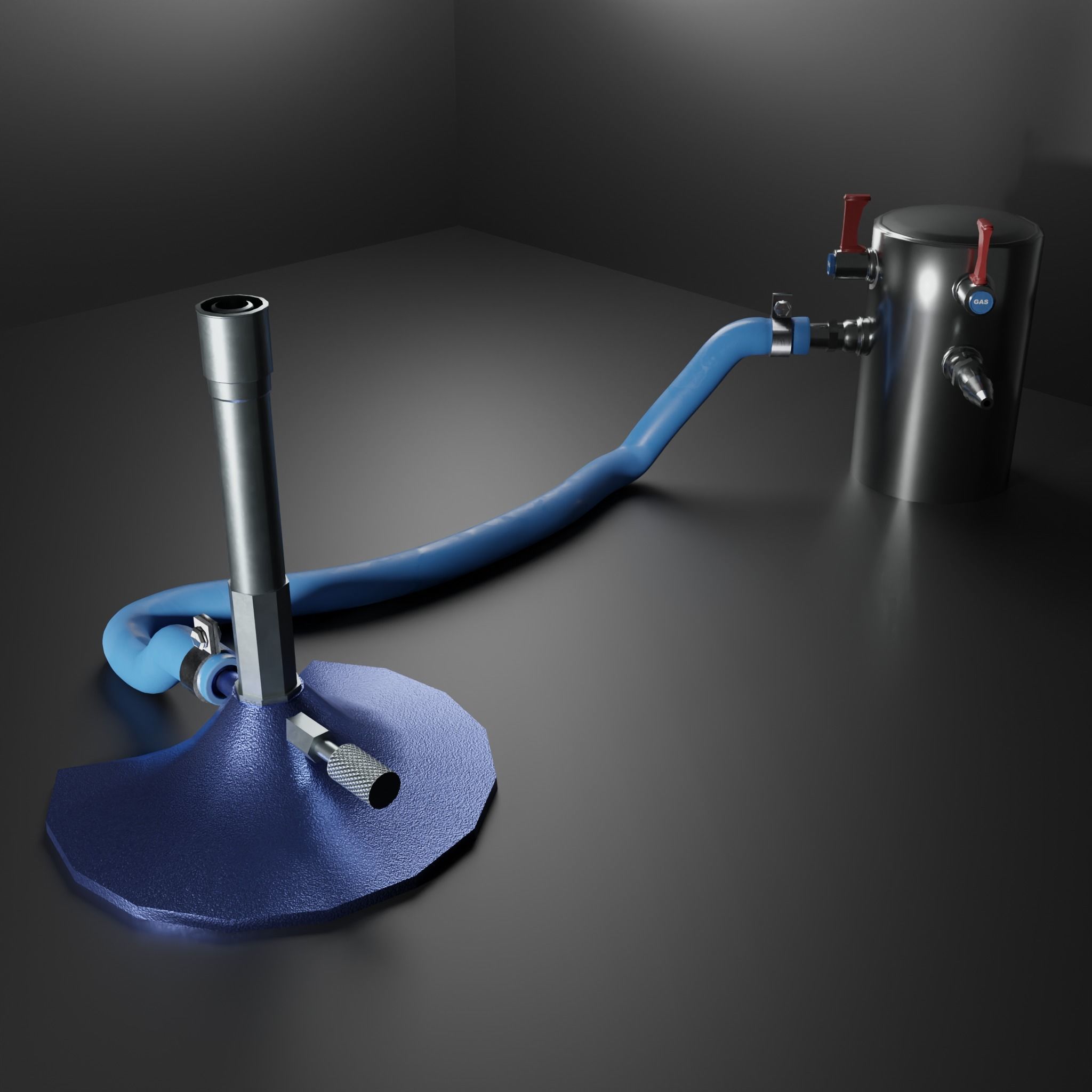 Bunsen Burner and Gas Nozzle Low-poly 3D model_3