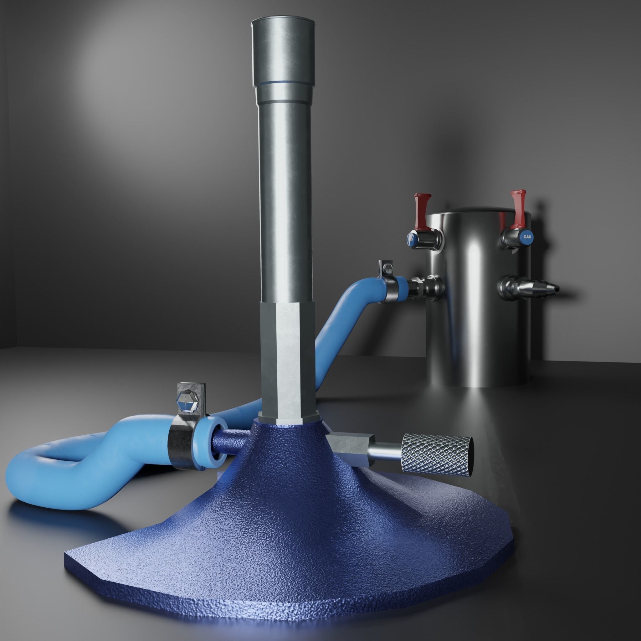 Bunsen Burner and Gas Nozzle Low-poly 3D model_5