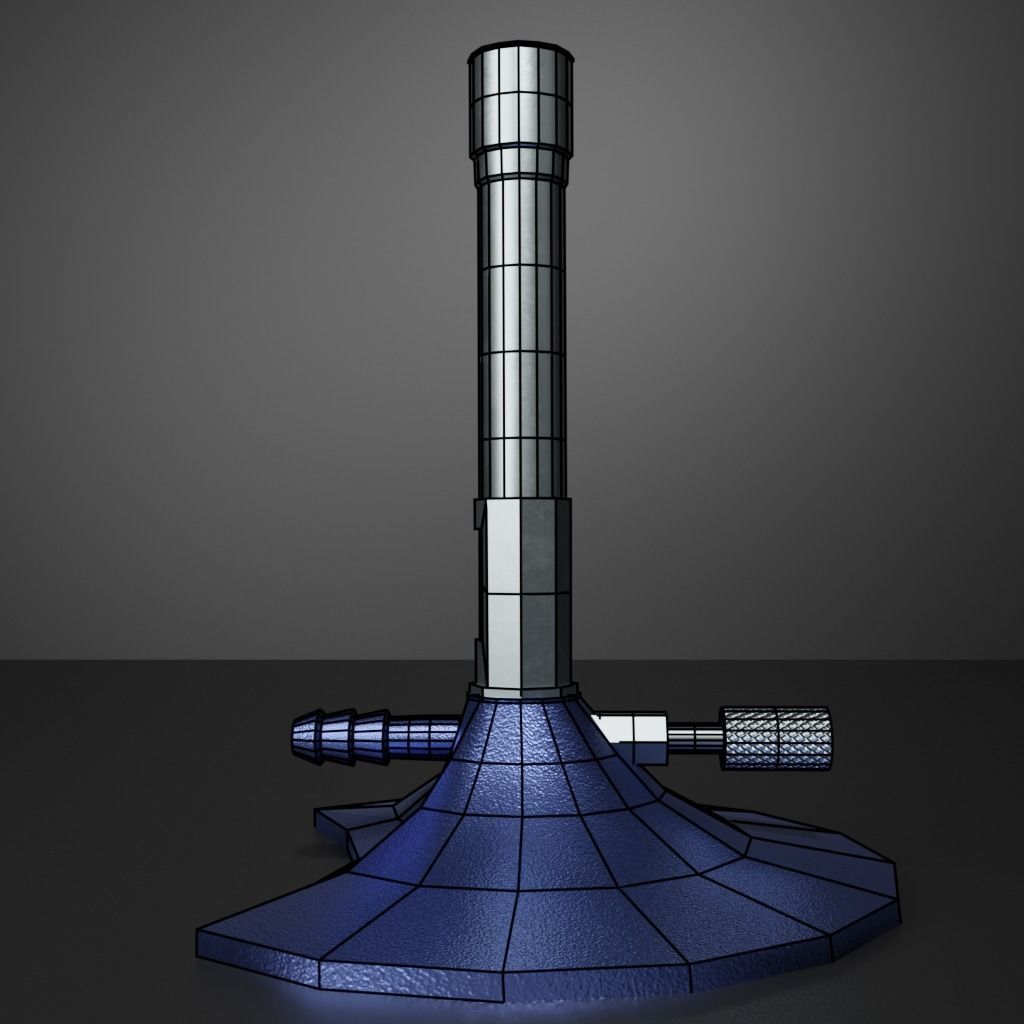 Bunsen Burner and Gas Nozzle Low-poly 3D model_25