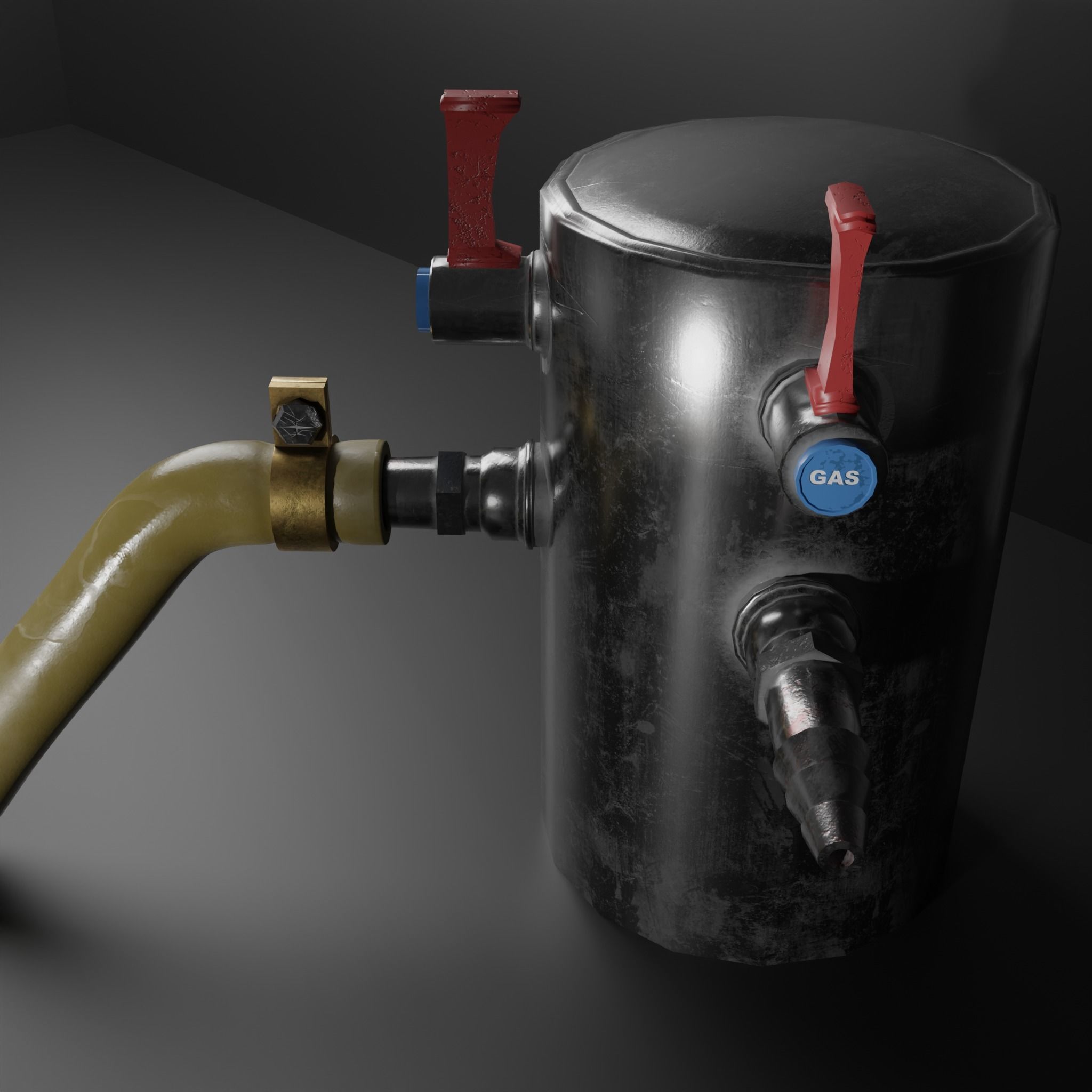 Bunsen Burner and Gas Nozzle Low-poly 3D model_10