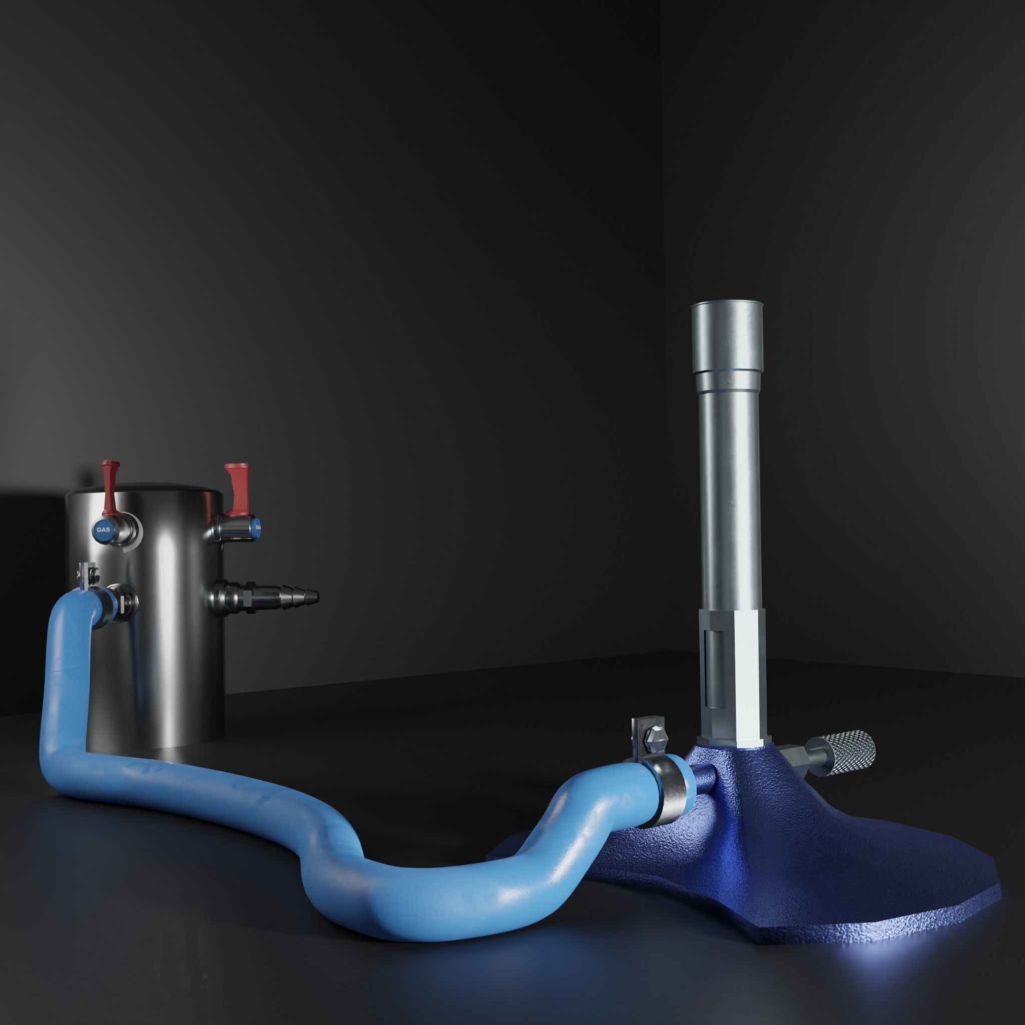 Bunsen Burner and Gas Nozzle Low-poly 3D model_1