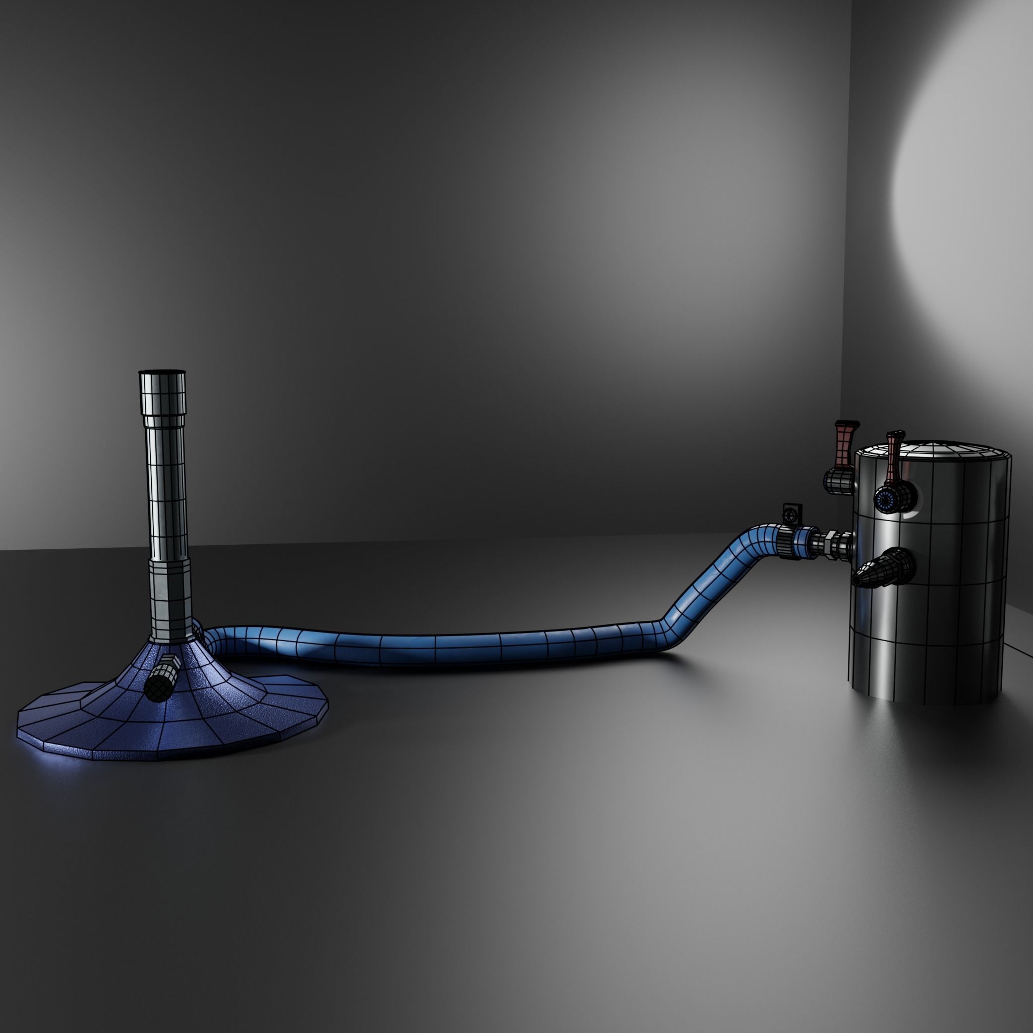 Bunsen Burner and Gas Nozzle Low-poly 3D model_12