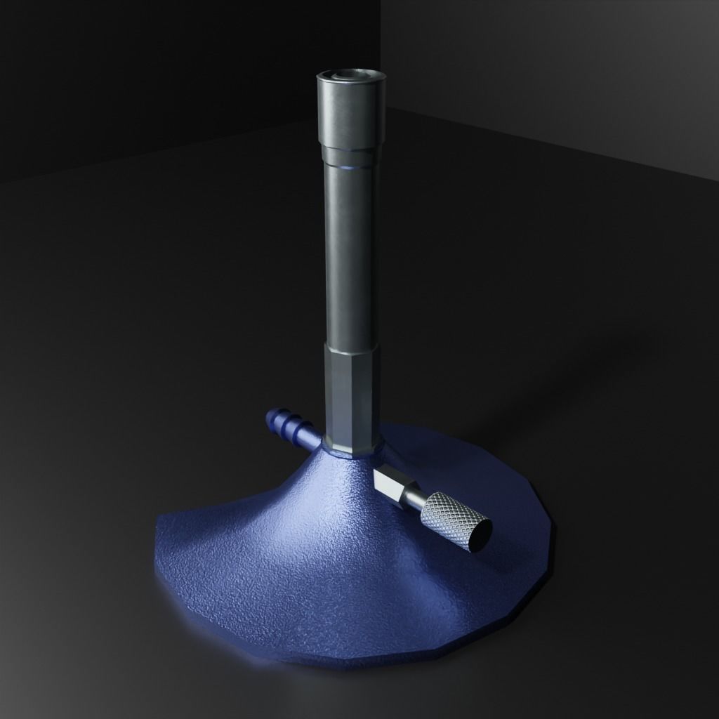 Bunsen Burner and Gas Nozzle Low-poly 3D model_14