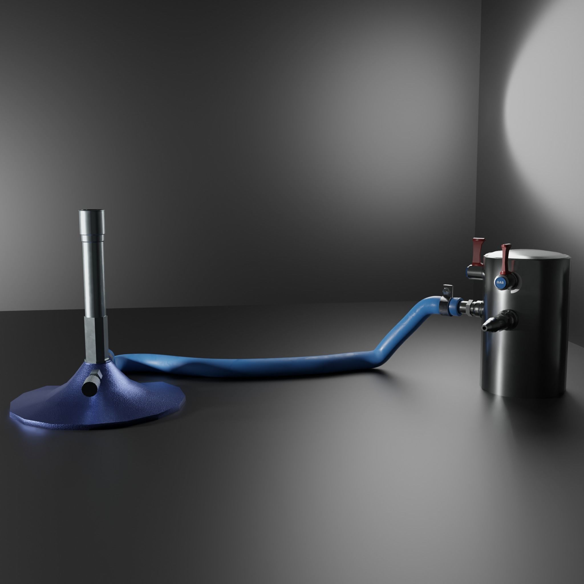 Bunsen Burner and Gas Nozzle Low-poly 3D model_2