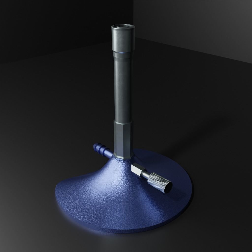 Bunsen Burner and Gas Nozzle Low-poly 3D model_13