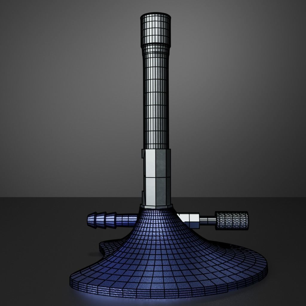 Bunsen Burner and Gas Nozzle Low-poly 3D model_26