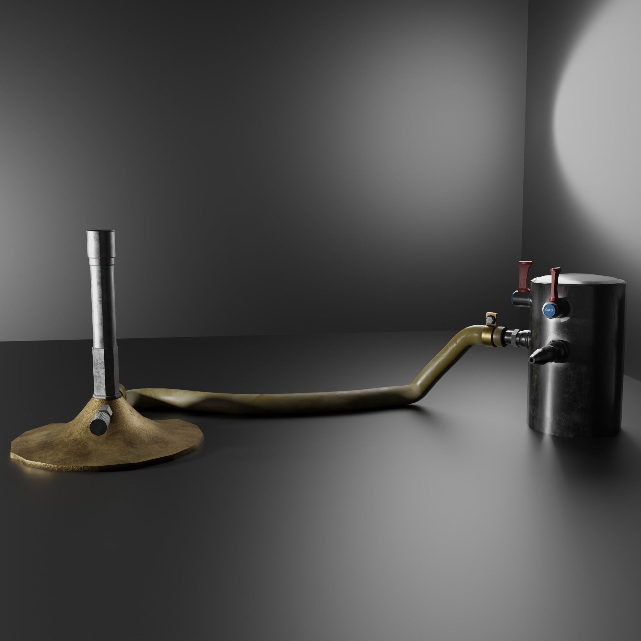 Bunsen Burner and Gas Nozzle Low-poly 3D model_8