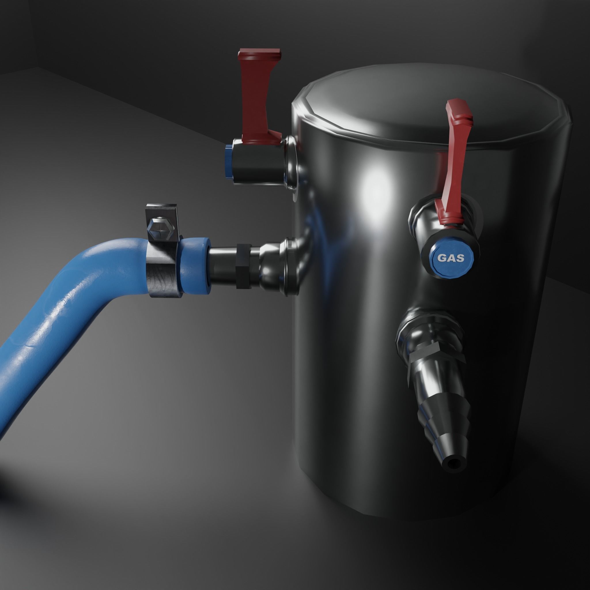 Bunsen Burner and Gas Nozzle Low-poly 3D model_4