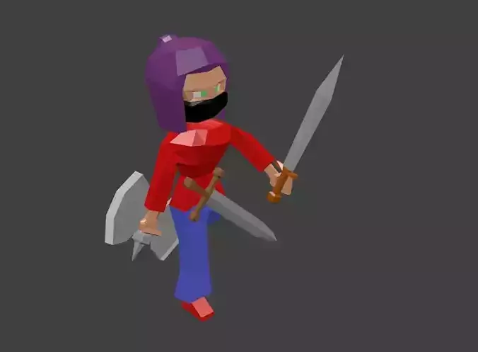 Low Poly RPG Character with swords