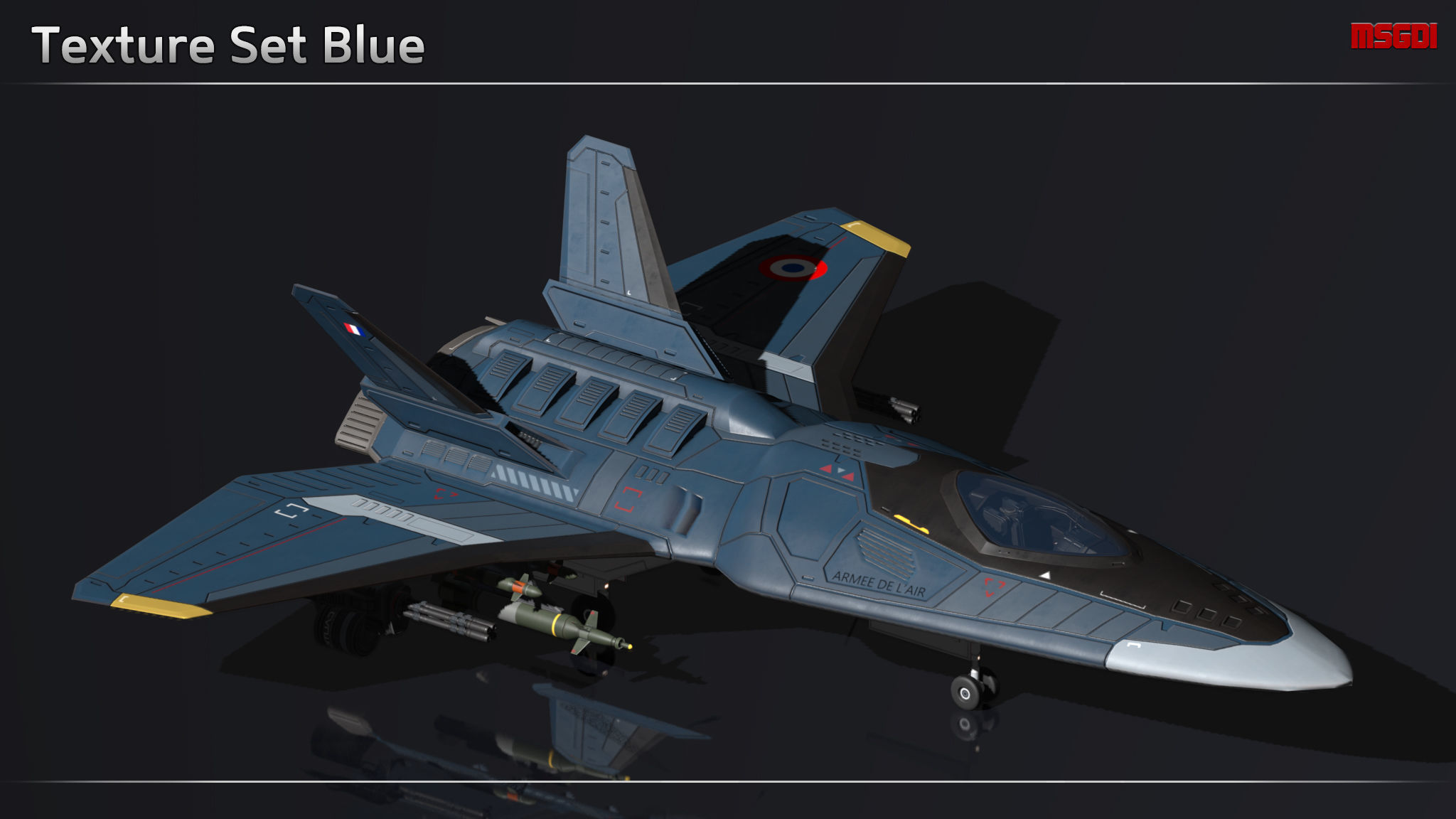 Scifi Fighter GF350 Low-poly 3D model_11