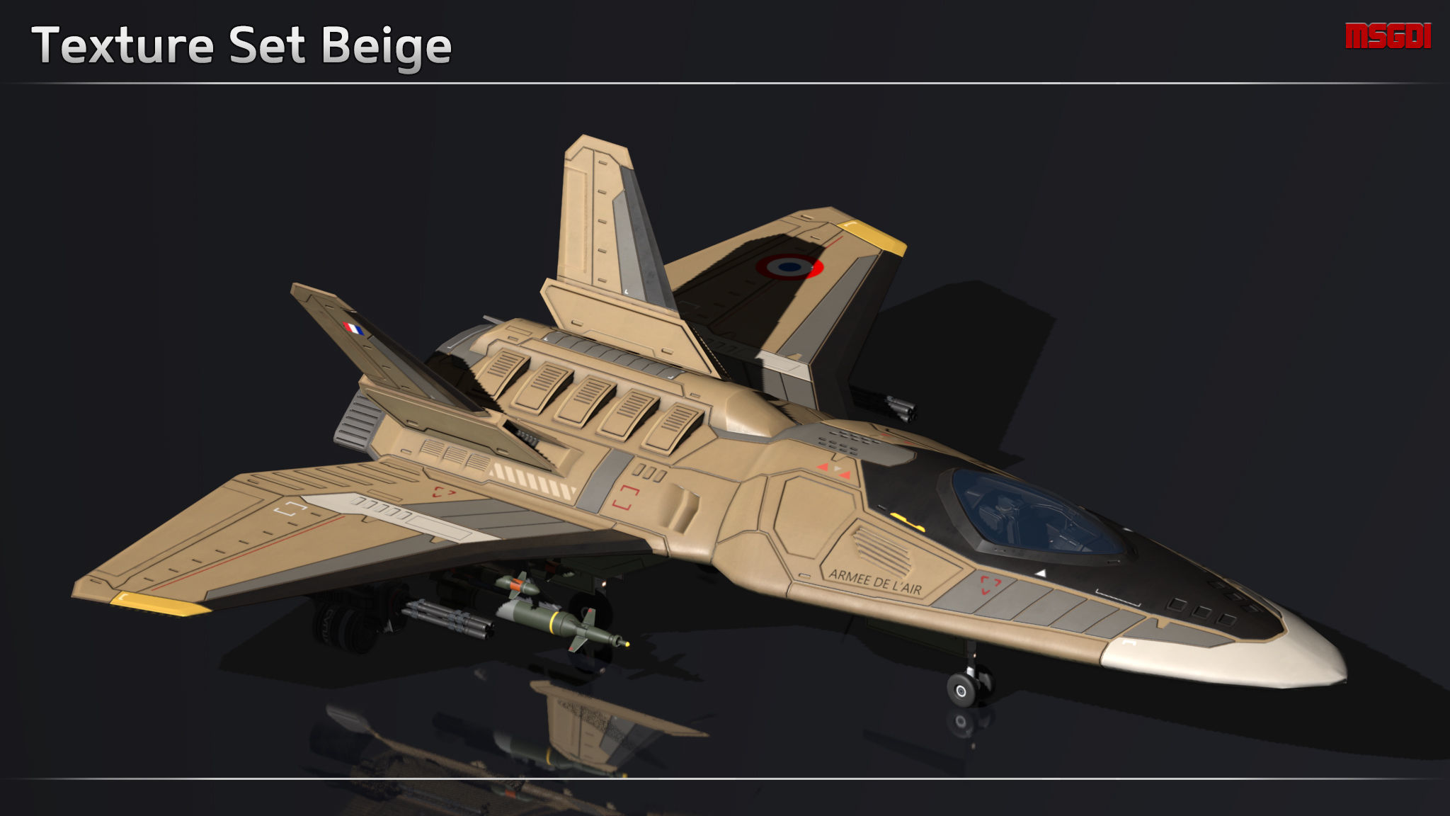 Scifi Fighter GF350 Low-poly 3D model_10