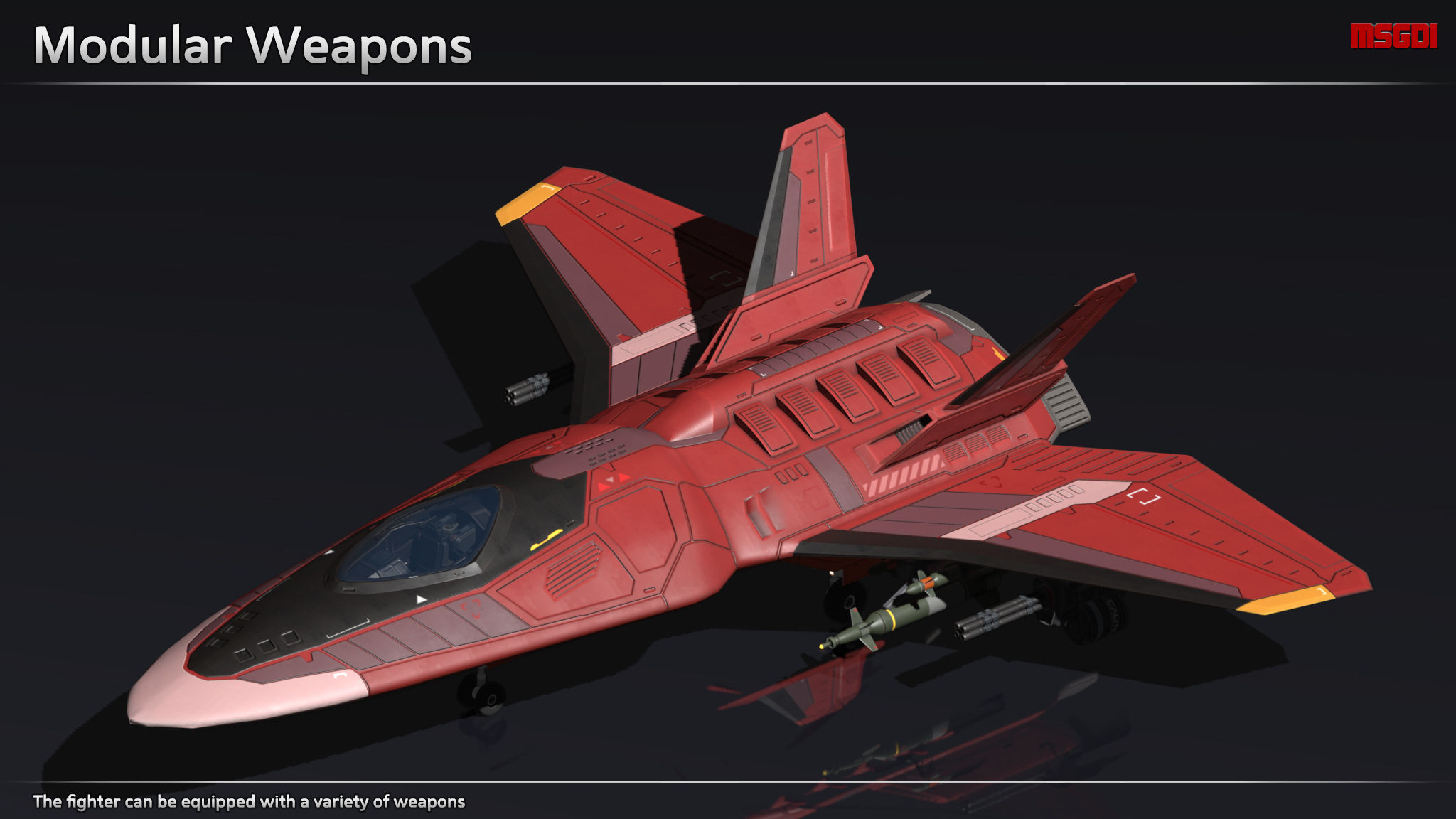 Scifi Fighter GF350 Low-poly 3D model_4