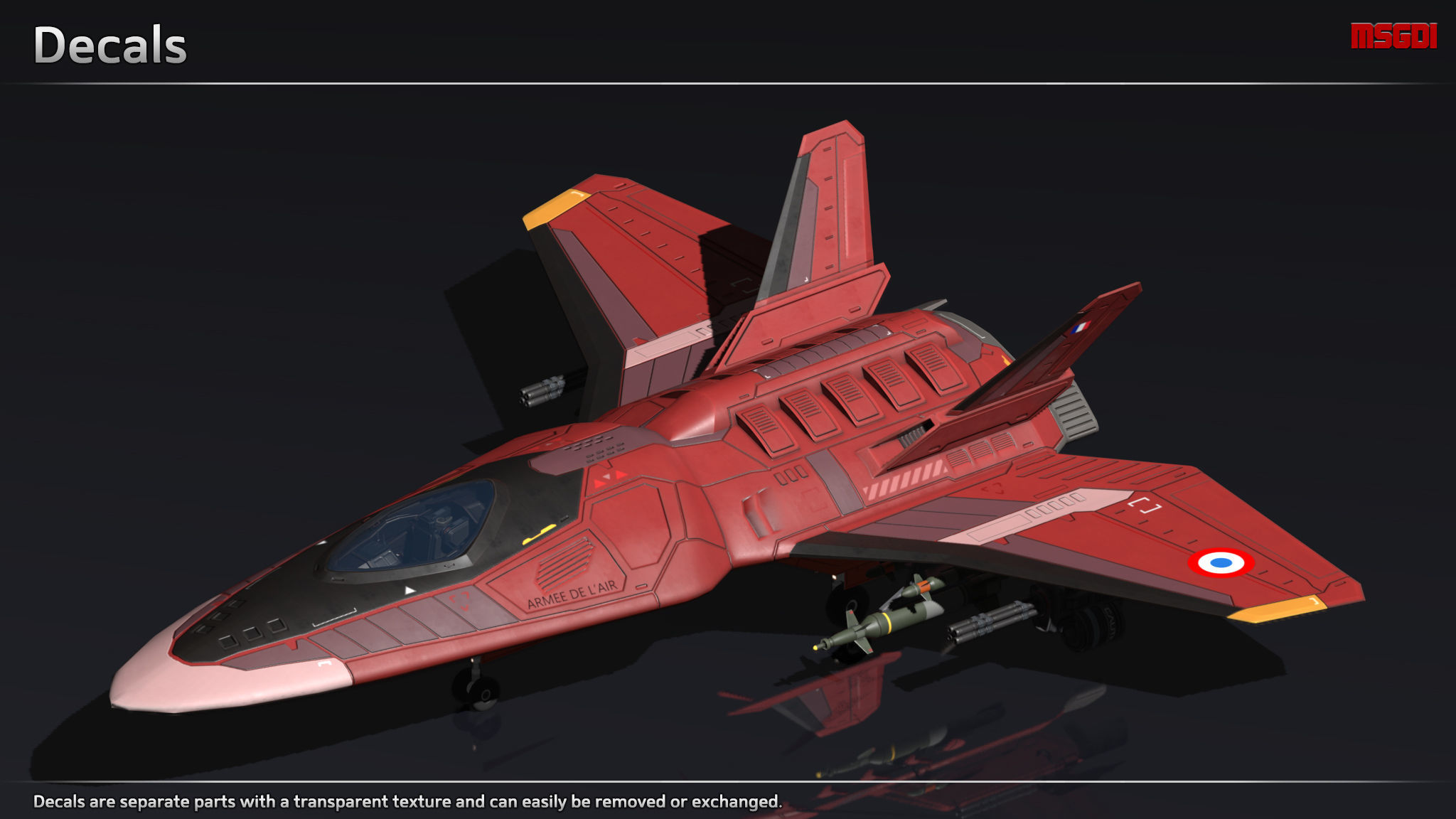Scifi Fighter GF350 Low-poly 3D model_8
