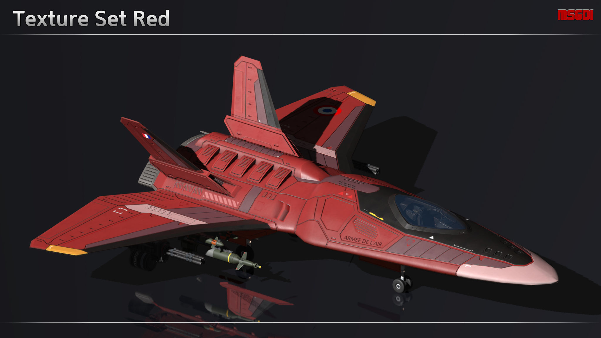 Scifi Fighter GF350 Low-poly 3D model_14