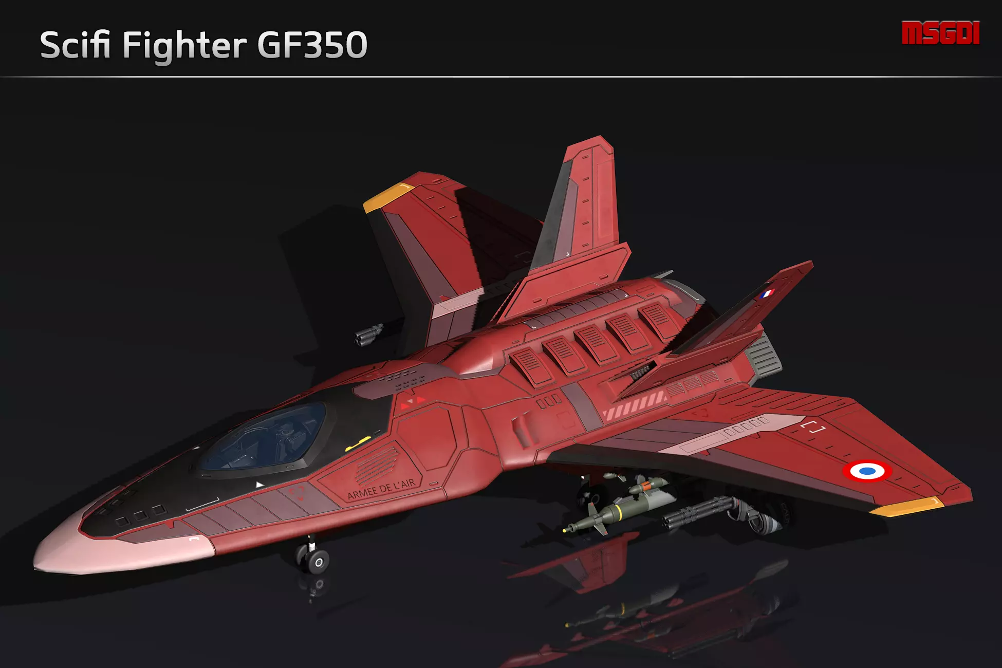Scifi Fighter GF350 Low-poly 3D model_0