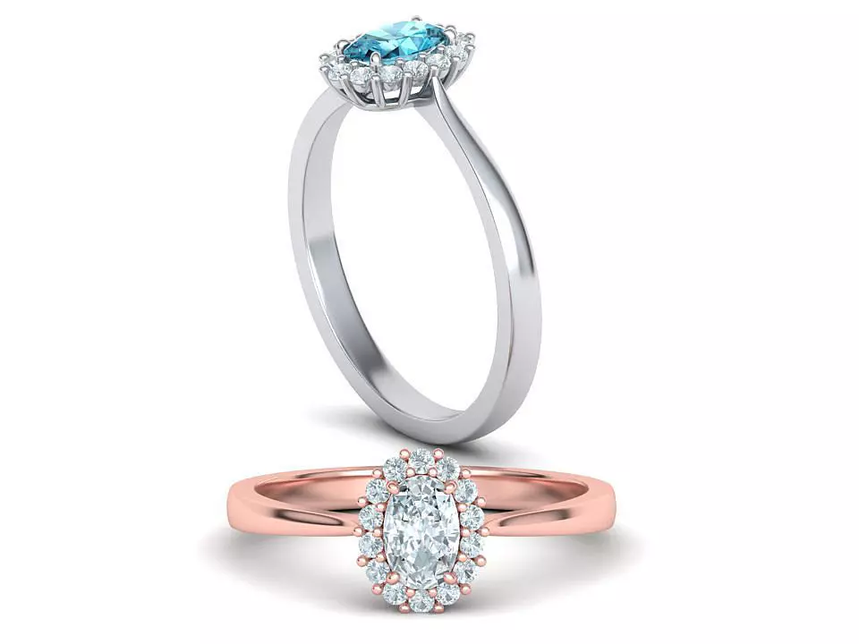 Diana Classic Ring Engagement ring 6x4 Oval stone 3dmodel 3D print model