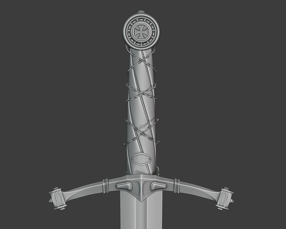 Longsword Medieval Type XVIa 3D model_11