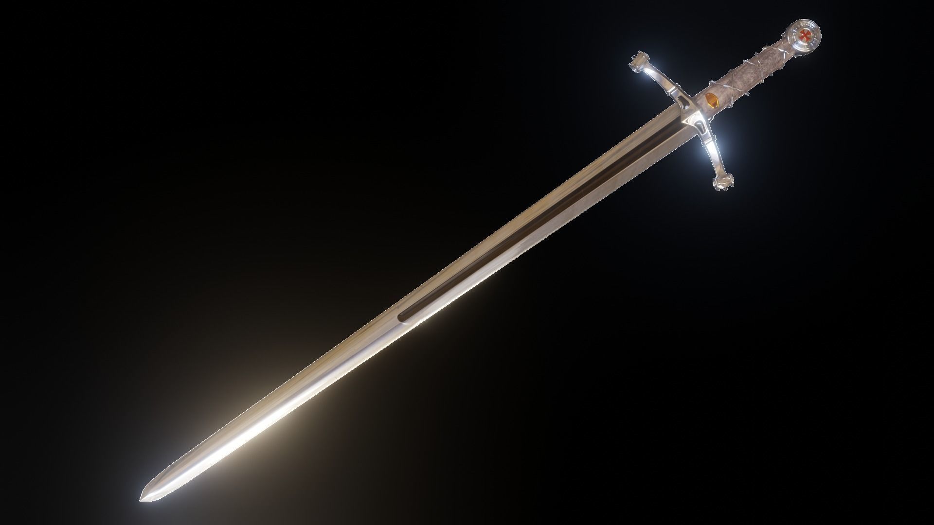 Longsword Medieval Type XVIa 3D model_6