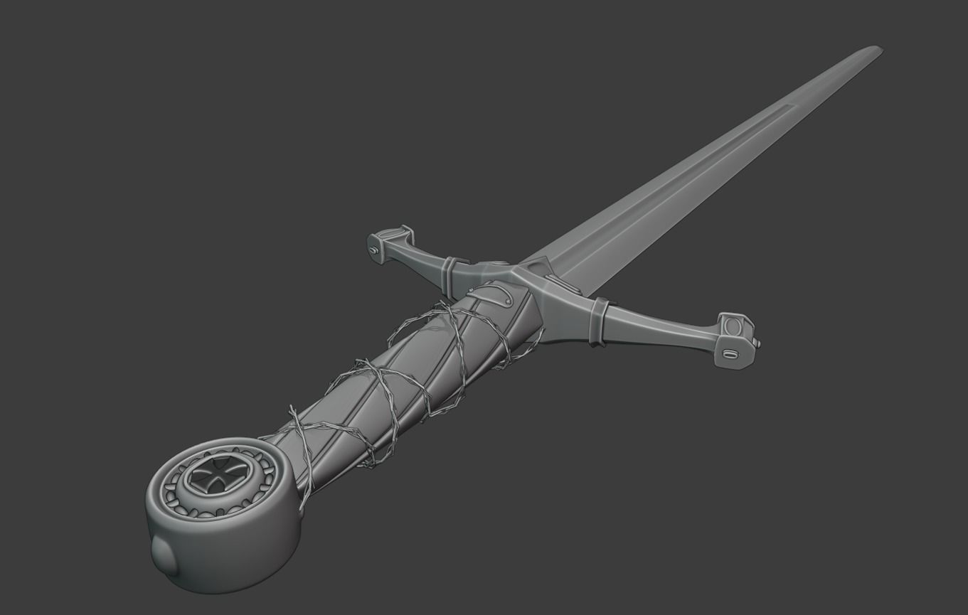 Longsword Medieval Type XVIa 3D model_12
