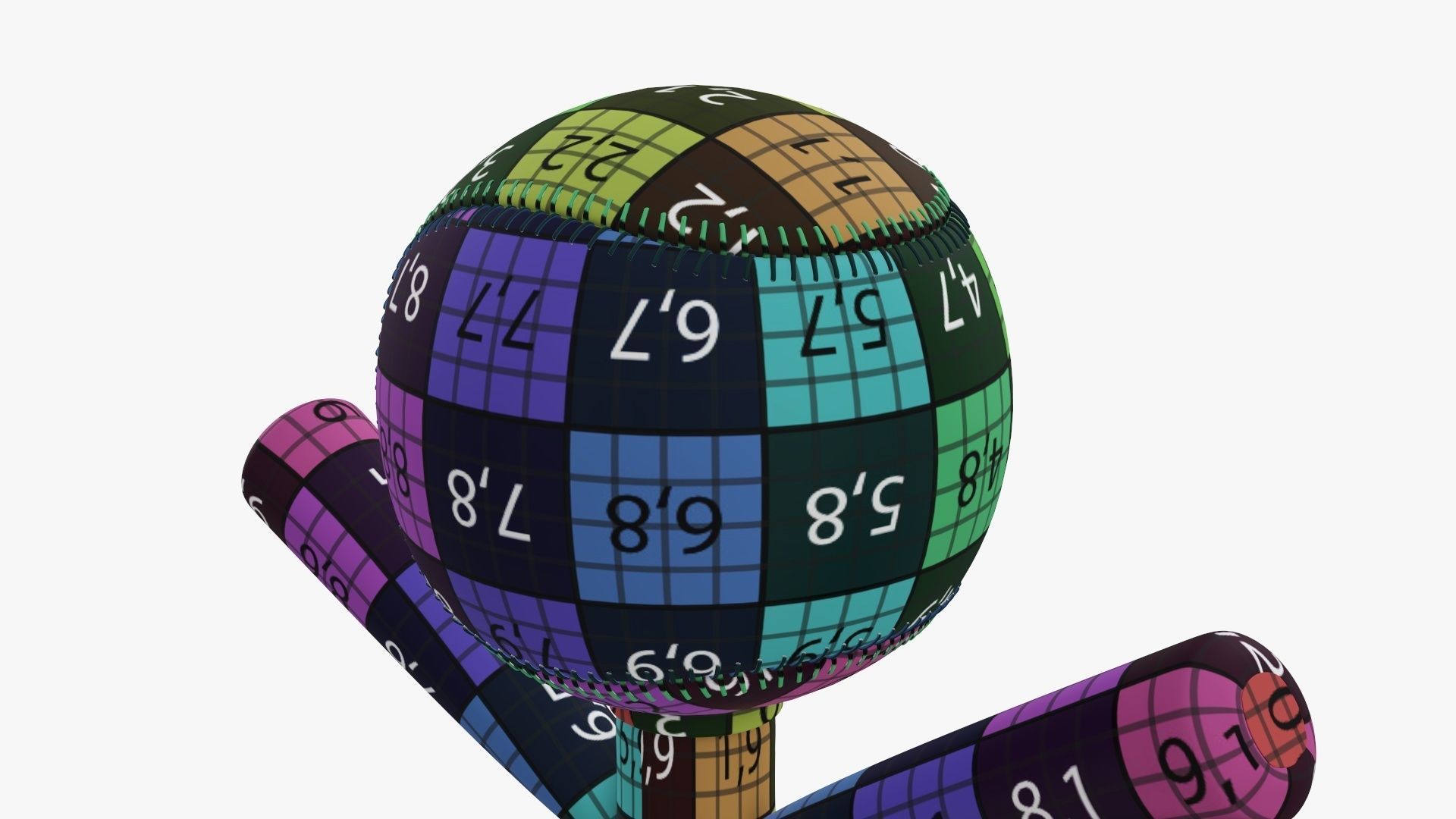 Trophy baseball ball and bats 3D model_13