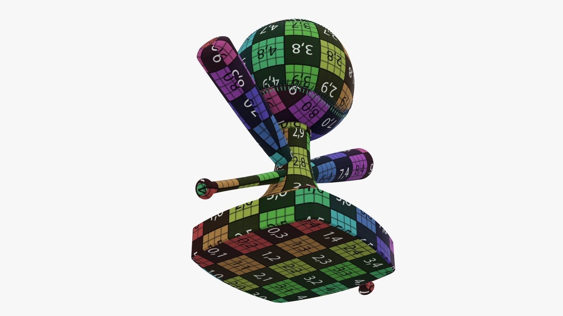 Trophy baseball ball and bats 3D model_14