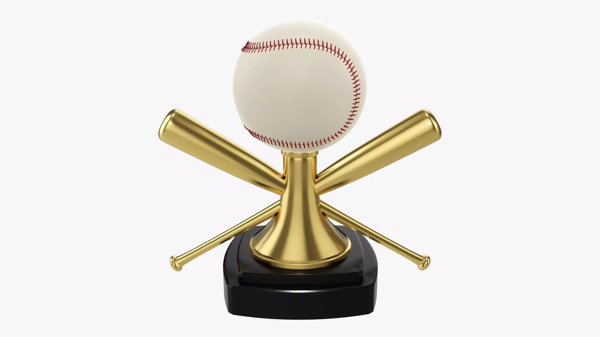 Trophy baseball ball and bats 3D model_0