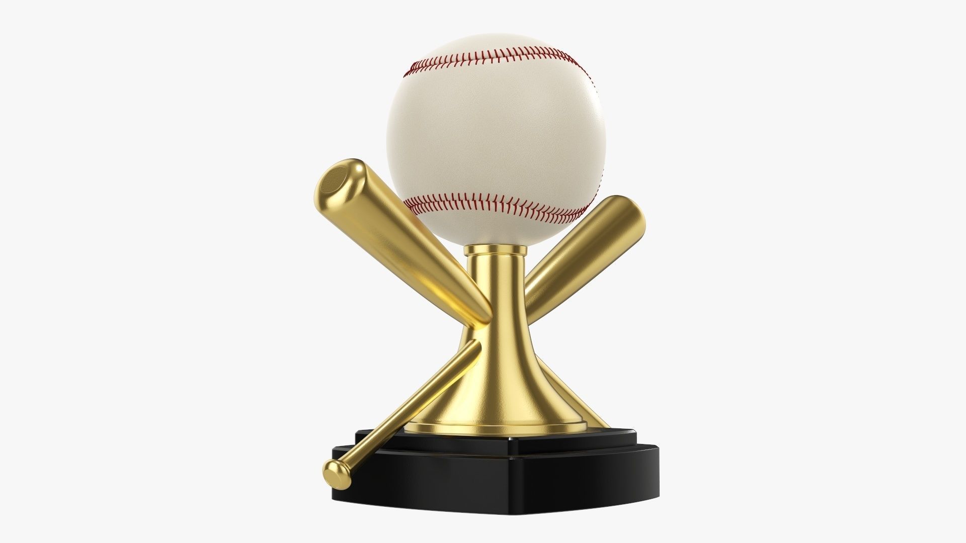 Trophy baseball ball and bats 3D model_2