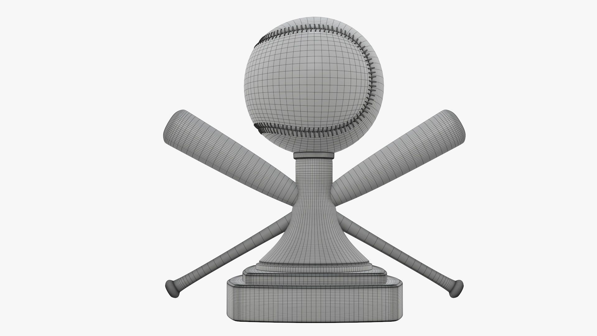Trophy baseball ball and bats 3D model_6