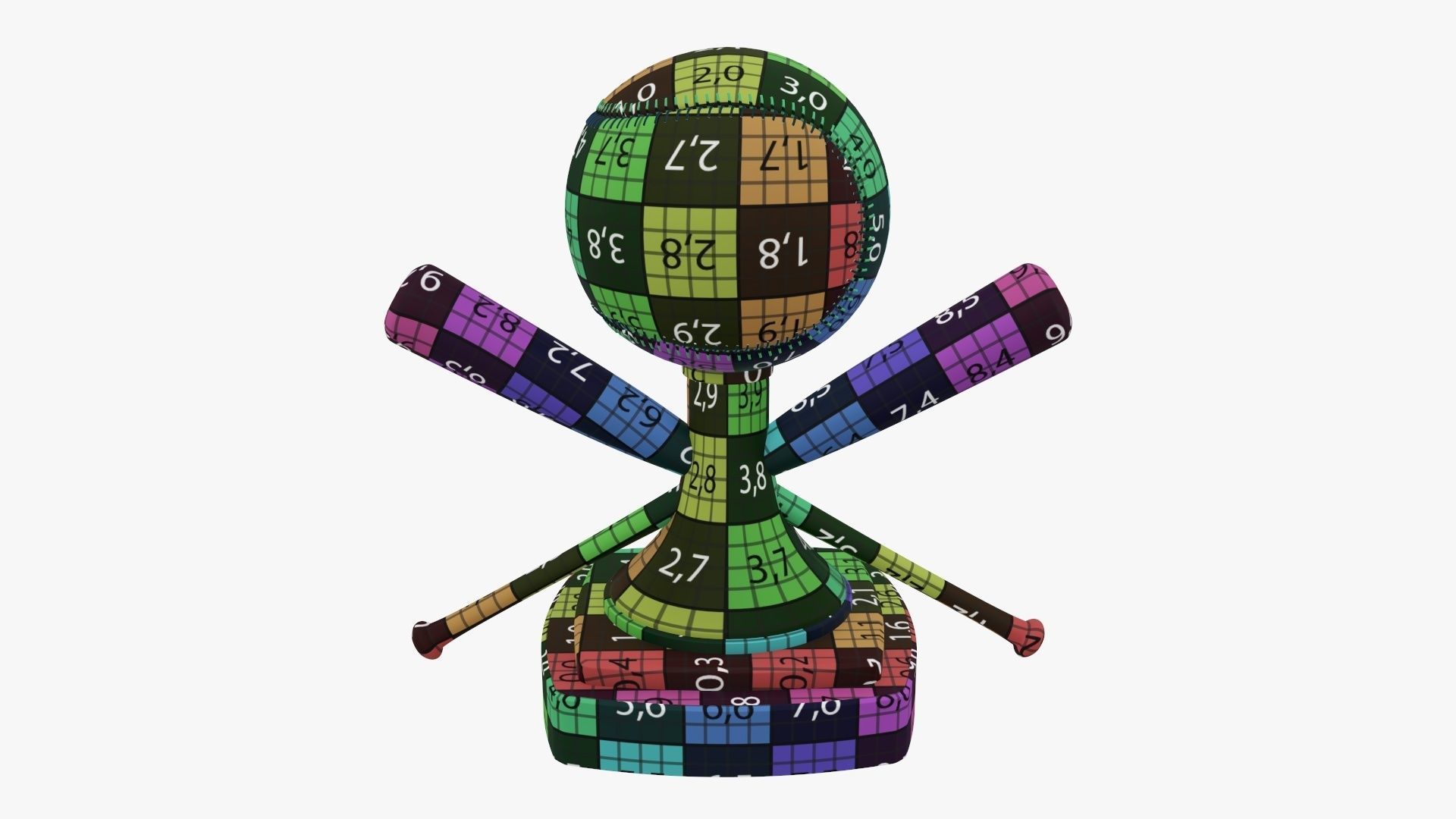 Trophy baseball ball and bats 3D model_10