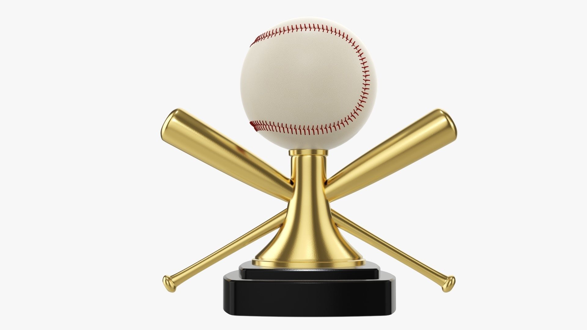 Trophy baseball ball and bats 3D model_1