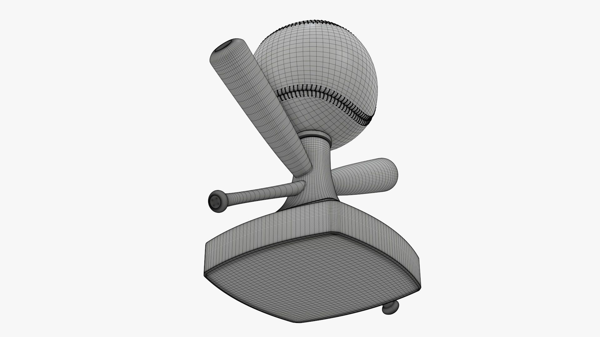 Trophy baseball ball and bats 3D model_9