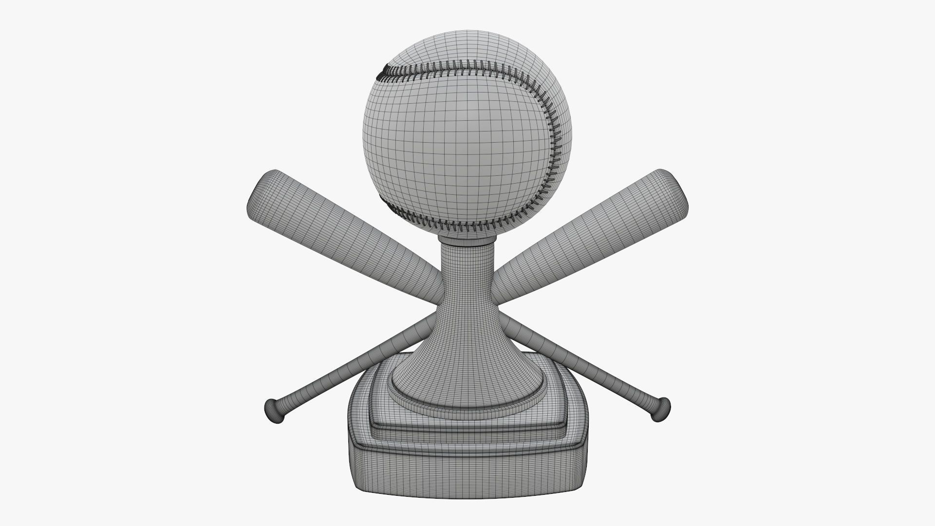Trophy baseball ball and bats 3D model_5
