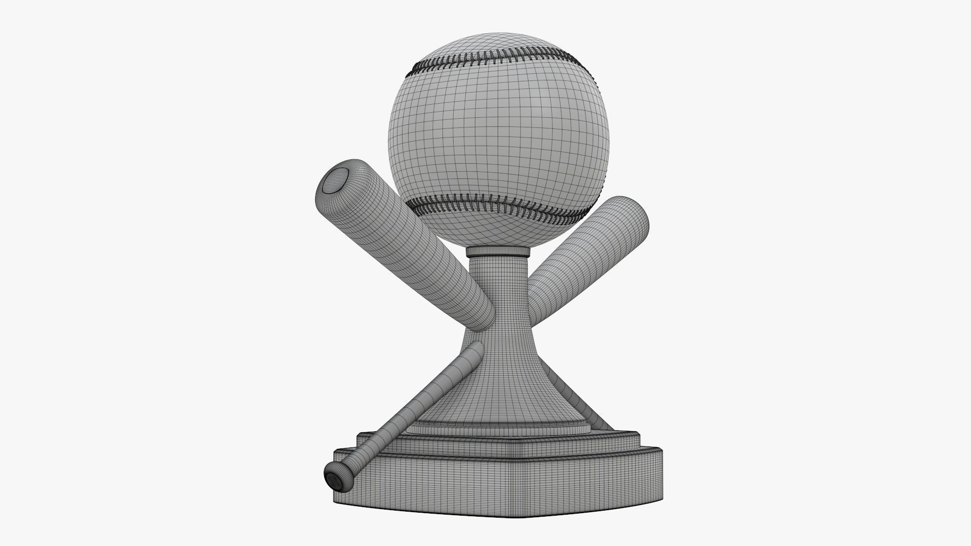 Trophy baseball ball and bats 3D model_7